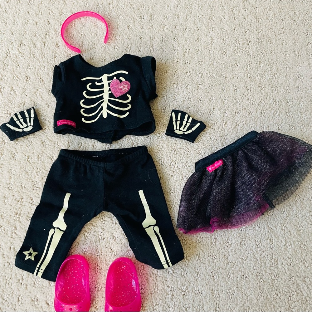 American Girl Black and Pink Skeleton Costume Set